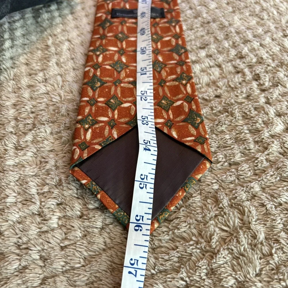 Ermenegildo Zegna Burnt Orange Jewel Tone Geometric Designer Silk Tie 3 3/4 x 59